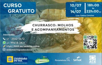 Imagem da notícia Chapadão do Sul abre inscrições para curso gratuito voltado à gastronomia